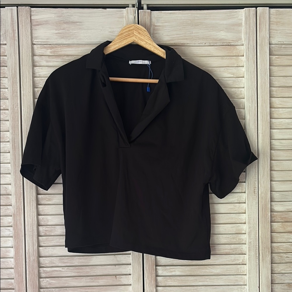 Zara Cropped Black Women's Top